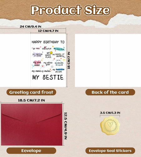 NPCSWXQ Funny Birthday Card for Bestie Friendship 4.7x7.1in with Envelope