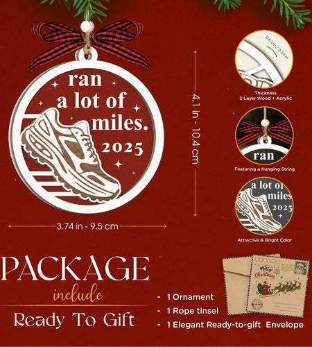 Hangwoous Marathon Runner Wooden Ornament 2 Layer Christmas Tree Sport