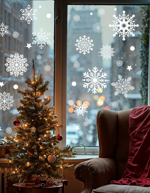 Load image into Gallery viewer, AHEONLAR 142PCS Christmas Window Static Cling Stickers Waterproof White Vinyl
