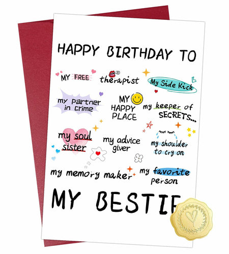 NPCSWXQ Funny Birthday Card for Bestie Friendship 4.7x7.1in with Envelope