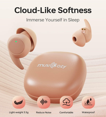 MUSICOZY Bluetooth 5.3 Sleep Earbuds Wireless Lightweight Silicone Ear Plugs