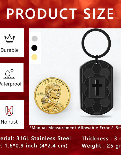 Load image into Gallery viewer, Miss Chipmunk Football Bible Verse Keychain Luke 1:37 Black Stainless Steel
