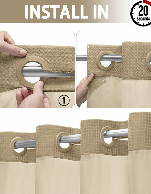 Load image into Gallery viewer, YellyHommy No Hook Shower Curtain Snap Liner Set Cyan 87x72
