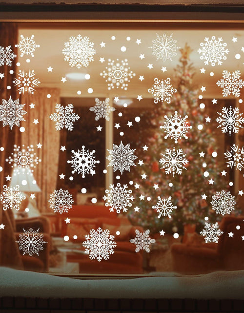 Load image into Gallery viewer, AHEONLAR 142PCS Christmas Window Static Cling Stickers Waterproof White Vinyl
