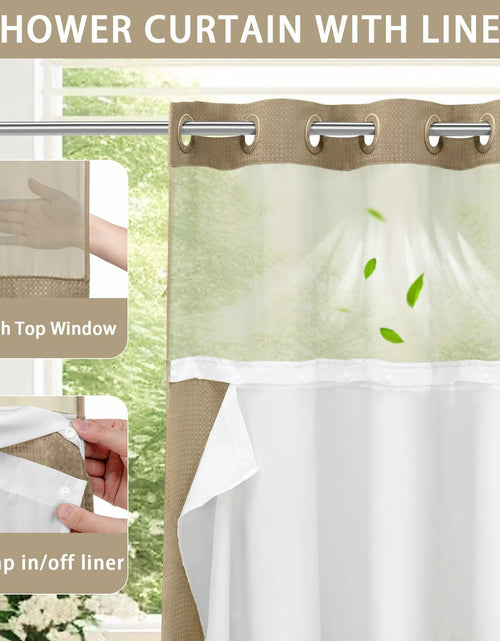 Load image into Gallery viewer, YellyHommy No Hook Shower Curtain Snap Liner Set Cyan 87x72
