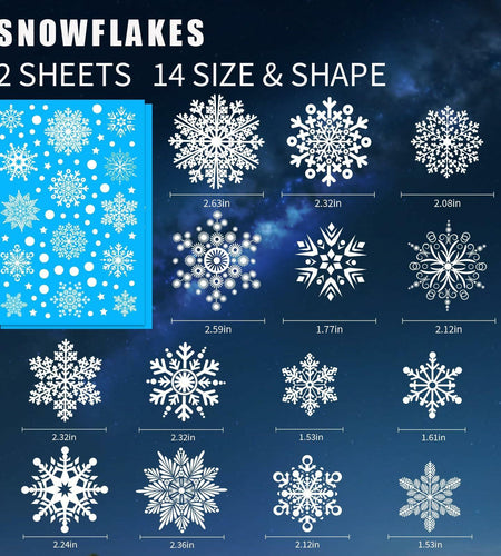 AHEONLAR 142PCS Christmas Window Static Cling Stickers Waterproof White Vinyl