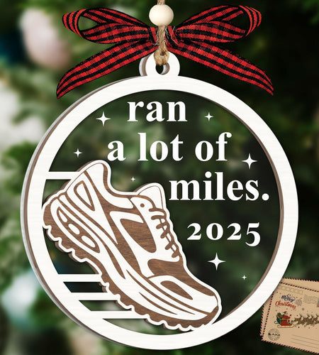 Hangwoous Marathon Runner Wooden Ornament 2 Layer Christmas Tree Sport