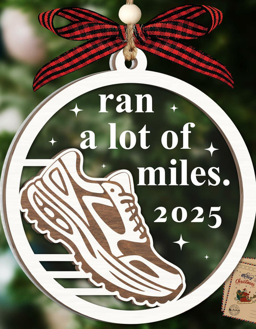 Load image into Gallery viewer, Hangwoous Marathon Runner Wooden Ornament 2 Layer Christmas Tree Sport
