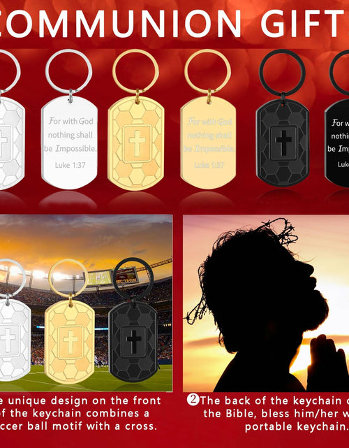 Load image into Gallery viewer, Miss Chipmunk Football Bible Verse Keychain Luke 1:37 Black Stainless Steel
