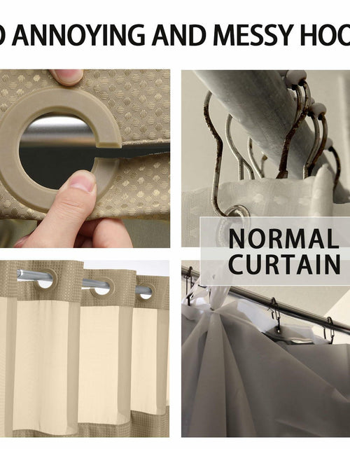 Load image into Gallery viewer, YellyHommy No Hook Shower Curtain Snap Liner Set Cyan 87x72
