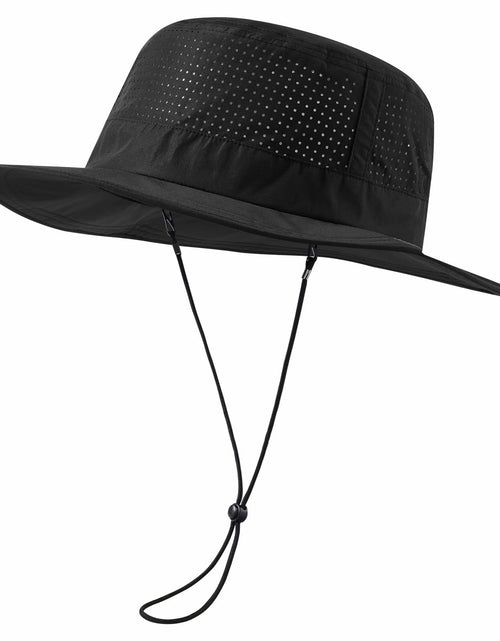 Load image into Gallery viewer, UVSAI UPF 50+ Bucket Sun Hat Laser Mesh Cooling Adjustable Black
