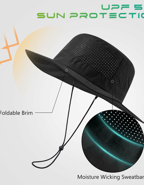 Load image into Gallery viewer, UVSAI UPF 50+ Bucket Sun Hat Laser Mesh Cooling Adjustable Black
