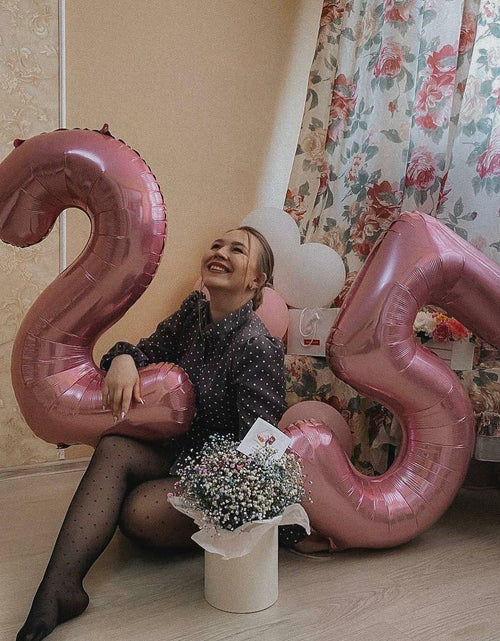 Load image into Gallery viewer, KEXINGTUO 2 Pearlescent Pink Number Foil Balloons 40 Inch Birthday Party
