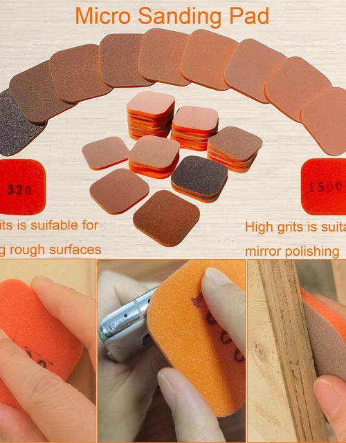 Load image into Gallery viewer, Toromp 2x2 Inch Soft Touch Sanding Pads 27 Pack Orange 320-3500 Grit
