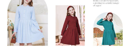Load image into Gallery viewer, WULFUL Girls Sweater Dress Long Sleeve Button Pleated Knit Light Blue Size 7-8Y
