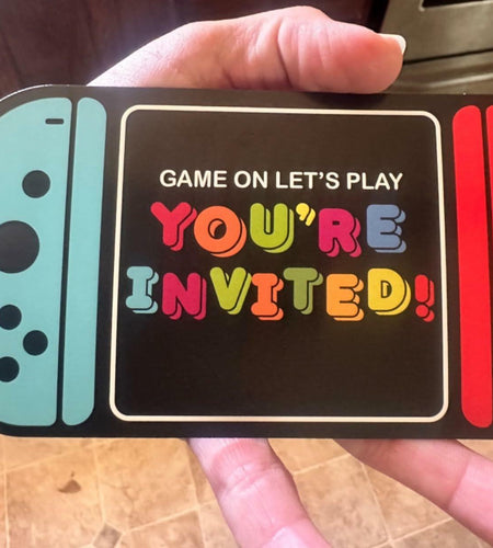VAVINCI Video Gamer Birthday Invitations 30 Set Red Blue with Envelopes