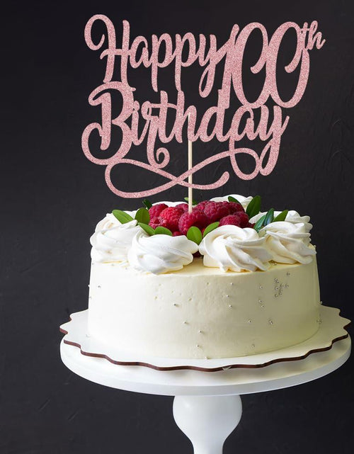 Load image into Gallery viewer, Qertesl Happy 75th Birthday Cake Topper Rose Gold Paper 1 Item Party Decor
