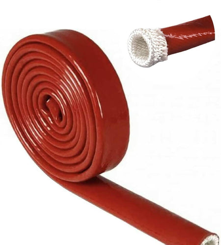 Ummickl 1" ID Silicone Coated Fiberglass Heat Sleeve 3.3ft Red