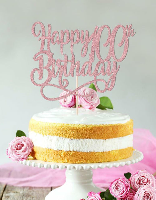 Load image into Gallery viewer, Qertesl Happy 75th Birthday Cake Topper Rose Gold Paper 1 Item Party Decor
