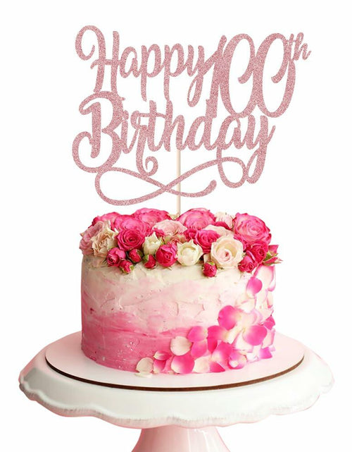 Load image into Gallery viewer, Qertesl Happy 75th Birthday Cake Topper Rose Gold Paper 1 Item Party Decor
