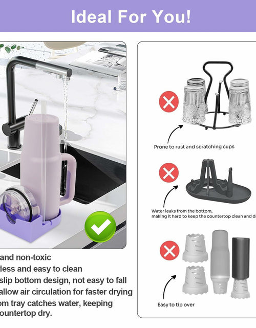 Load image into Gallery viewer, SISAYWEY Silicone Water Bottle Drying Rack Stanley 20/30/40oz Cups Purple 1Pc

