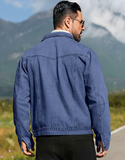 Load image into Gallery viewer, KAVIANA Men's Denim Jacket Flannel Lined Snap Closure Navy Blue Size XX-L
