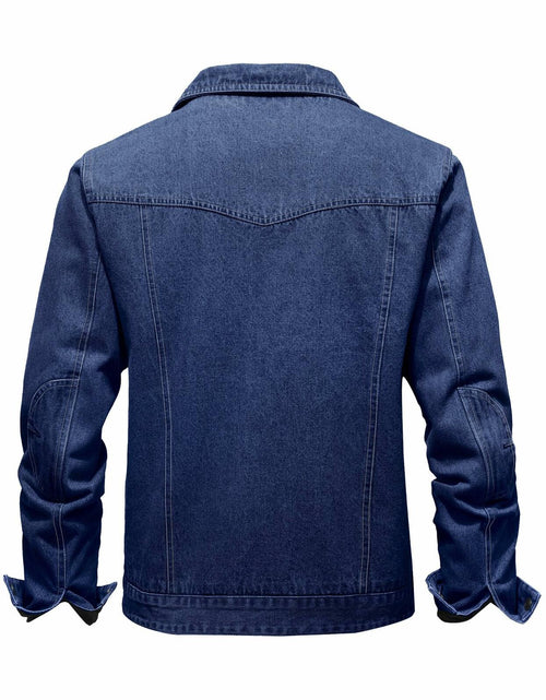 Load image into Gallery viewer, KAVIANA Men's Denim Jacket Flannel Lined Snap Closure Navy Blue Size XX-L
