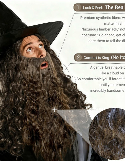 Load image into Gallery viewer, UQJE Long Curly Brown Wizard Beard Adult Cosplay Halloween One Size
