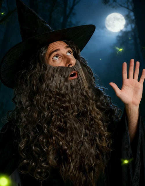 Load image into Gallery viewer, UQJE Long Curly Brown Wizard Beard Adult Cosplay Halloween One Size

