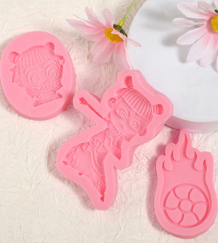 ICNYEKl 5 Pcs Cartoon Chocolate Fondant Silicone Molds Cake Decor Baking