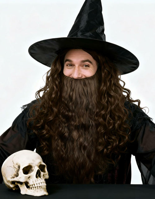 Load image into Gallery viewer, UQJE Long Curly Brown Wizard Beard Adult Cosplay Halloween One Size
