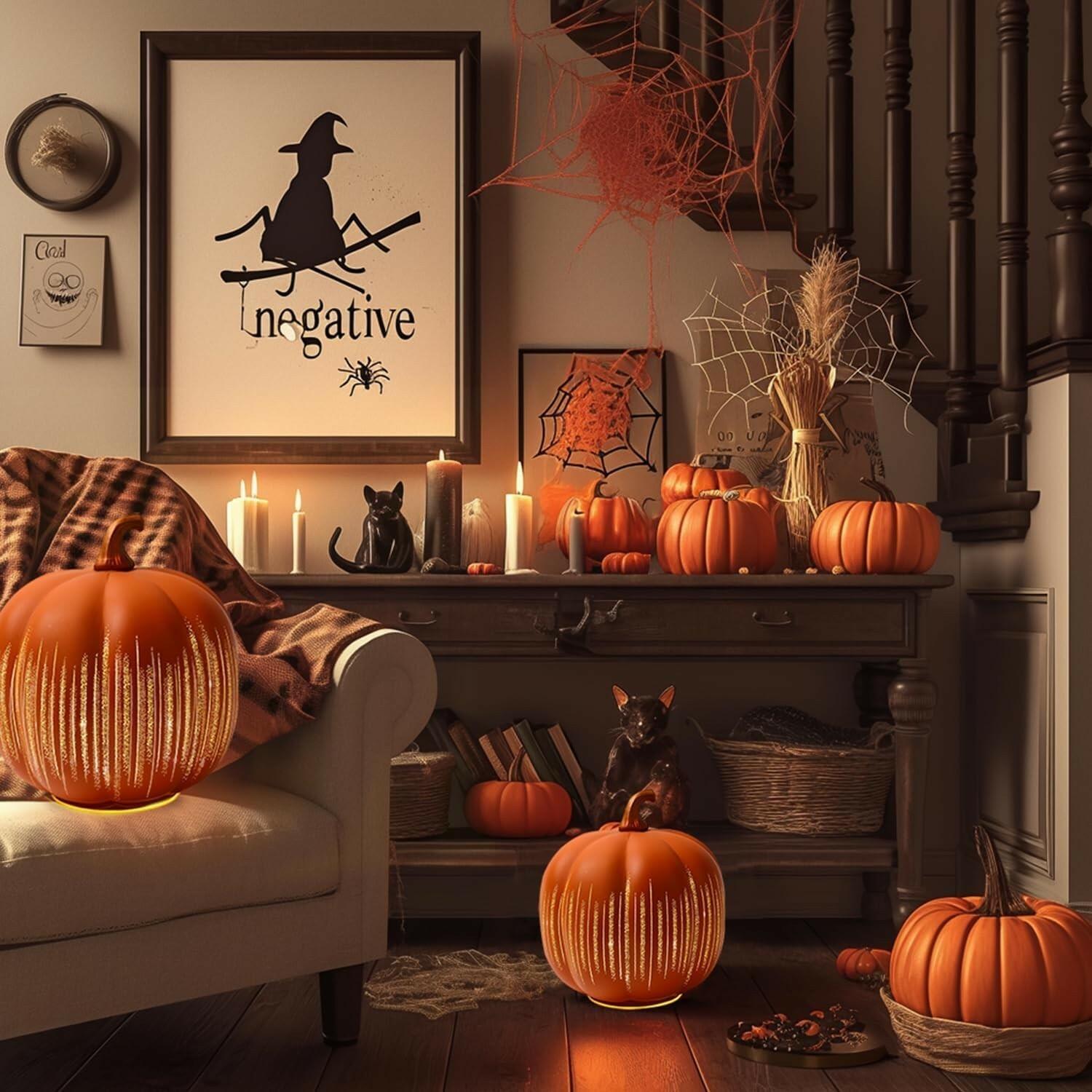 YCNASSS Thanksgiving Starry Night LED Pumpkin Lights Decorative Timer