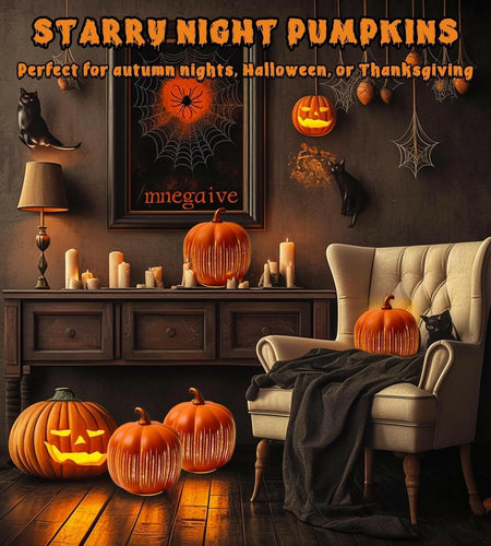 YCNASSS Thanksgiving Starry Night LED Pumpkin Lights Decorative Timer