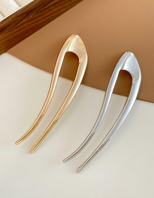 Load image into Gallery viewer, enophe 2PCS 5.12in U Shaped French Twist Metal Hair Pins Gold Silver

