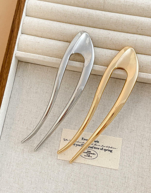 Load image into Gallery viewer, enophe 2PCS 5.12in U Shaped French Twist Metal Hair Pins Gold Silver
