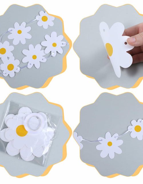 Load image into Gallery viewer, YQQYG Daisy Banner Garland 4 PCS White Paper Party Decor
