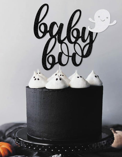 Load image into Gallery viewer, LeeSky Baby Boo Halloween Ghost Cake Topper Black Glitter Paper
