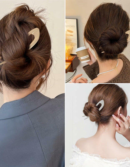 Load image into Gallery viewer, enophe 2PCS 5.12in U Shaped French Twist Metal Hair Pins Gold Silver
