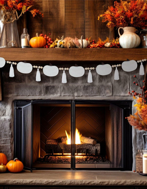 Load image into Gallery viewer, Breling 6ft White Felt Pumpkin Garland Fall Thanksgiving Neutral Decor
