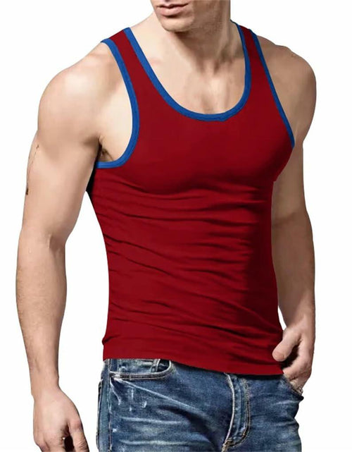 Load image into Gallery viewer, Generic Men's Round Neck Contrasting Splicing Slim Fit Sports Tank Top Black XXL
