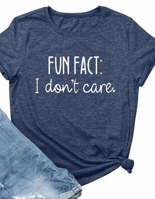 Load image into Gallery viewer, LOOKFACE Women Short Sleeve Fun FACT Graphic Tee Heather Navy Size XL
