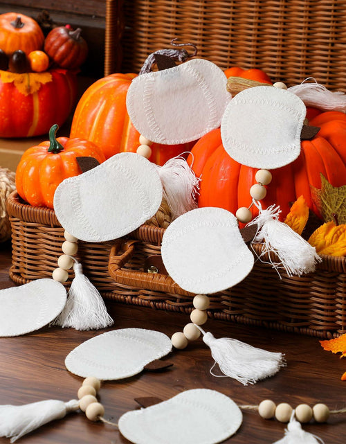 Load image into Gallery viewer, Breling 6ft White Felt Pumpkin Garland Fall Thanksgiving Neutral Decor
