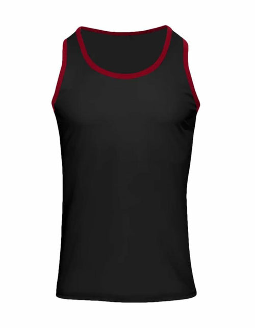 Load image into Gallery viewer, Generic Men's Round Neck Contrasting Splicing Slim Fit Sports Tank Top Black XXL
