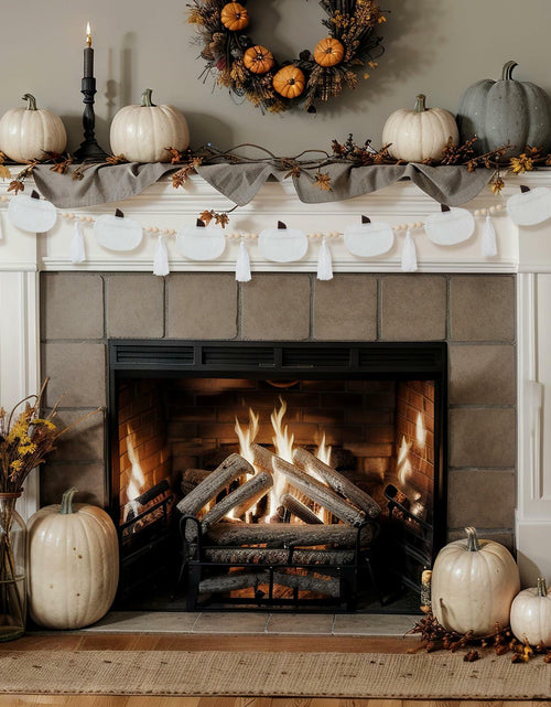 Load image into Gallery viewer, Breling 6ft White Felt Pumpkin Garland Fall Thanksgiving Neutral Decor
