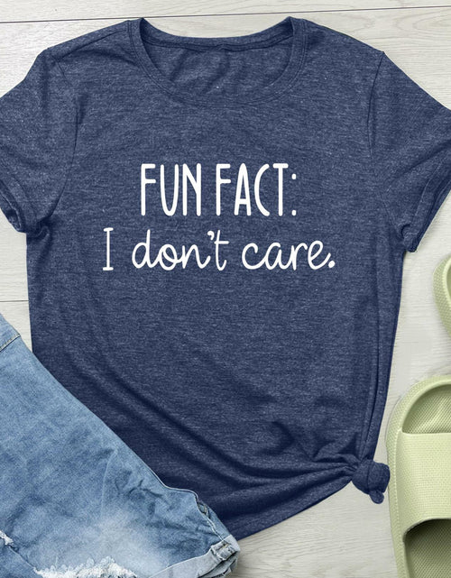 Load image into Gallery viewer, LOOKFACE Women Short Sleeve Fun FACT Graphic Tee Heather Navy Size XL
