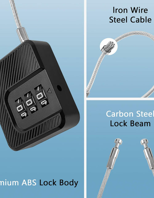 Load image into Gallery viewer, Coipdfty 3-Digit Combination Lock Flexible Steel Cable Waterproof Black 2-Pack
