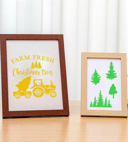 Suartus Christmas Stencils 16pcs Pine Trees Snowflake Elk Santa Reusable