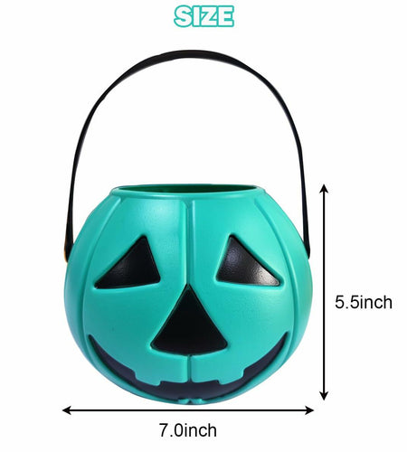 DQFAQYY Teal Pumpkin Bucket 7" Plastic Halloween Candy Bowl 7x7x5.5in
