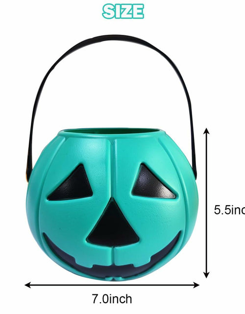 Load image into Gallery viewer, DQFAQYY Teal Pumpkin Bucket 7" Plastic Halloween Candy Bowl 7x7x5.5in
