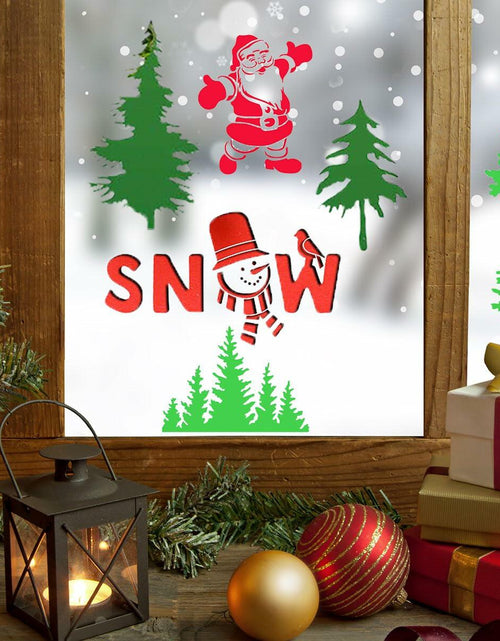 Load image into Gallery viewer, Suartus Christmas Stencils 16pcs Pine Trees Snowflake Elk Santa Reusable
